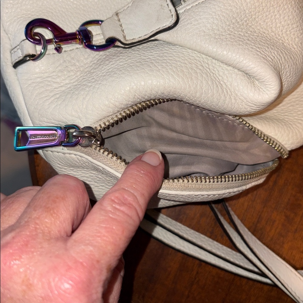 Rebecca Minkoff mini backpack for Women cream pebbled leather holographic HW - Picture 14 of 17